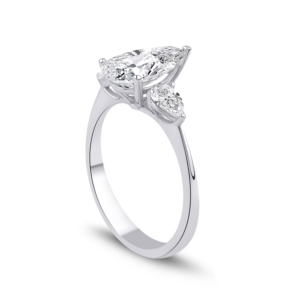 Luna Pear 2.40 ct Trilogy Ring